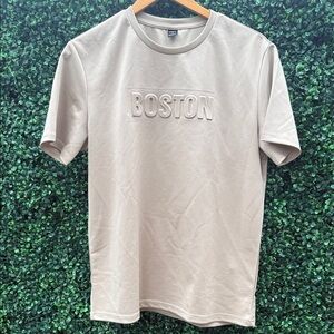 Men's Beige Boston Embossed T-Shirt